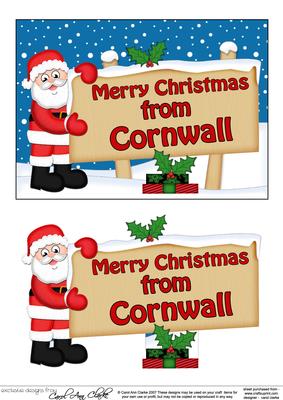Xmas from Cornwall Santa Signpost 5x7 Easicut Decoupage