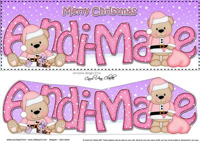 Large Dl Xmas Andi-mae Livvy Bear 3D Decoupage