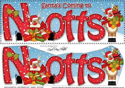 Large Dl Xmas Santa's Coming to Notts Rudolph 3D Decoupage