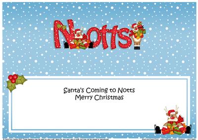 Large Dl Xmas Santa's Coming to Notts Rudolph Insert