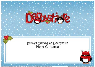 Large Dl Xmas Santa's Coming to Derbyshire Pip Penguin