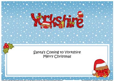 Large Dl Xmas Santa's Coming to Yorkshire Bobbin Robbin