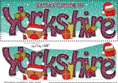 Large Dl Xmas Santa's Coming to Yorkshire Bobbin Robbin