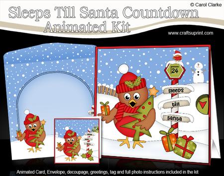 3D Xmas Cute Little Robin Sleeps Till Santa Animated Card