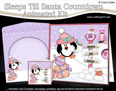 3D Xmas Pip Penguin Sleeps Till Santa Animated Card