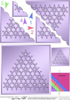 Xmas Snowflake Tree Scallop Corner Side Stacker Topper
