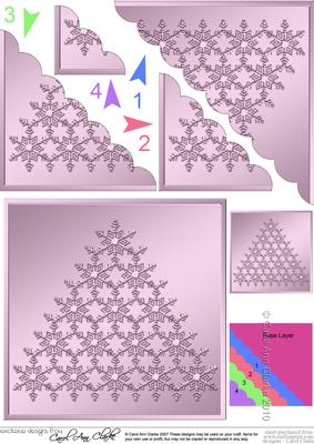 Xmas Snowflake Tree Scallop Corner Side Stacker Topper