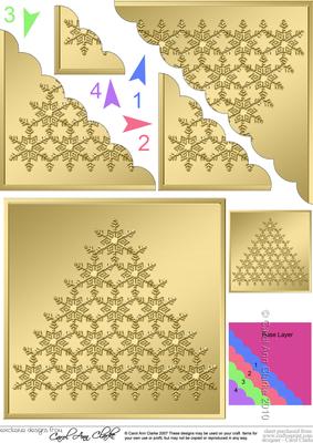 Xmas Snowflake Tree Scallop Corner Side Stacker Topper