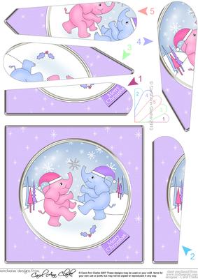 Cute Xmas Elephants Fan Pyramage Topper