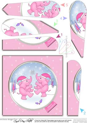 Cute Xmas Elephants Fan Pyramage Topper