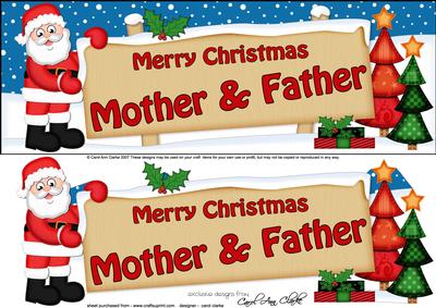 Lge Dl Xmas Mother & Father Santa Signpost Decoupage