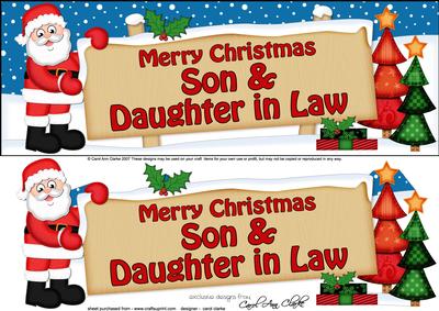 Lge Dl Xmas Son & Daughter in Law Santa Signpost Decoupage