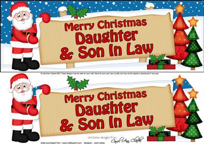 Lge Dl Xmas Daughter & Son in Law Santa Signpost Decoupage