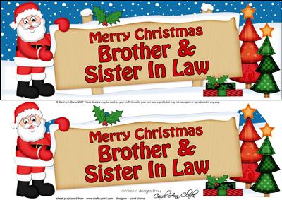 Lge Dl Xmas Brother & Sister in Law Santa Signpost Decoupage