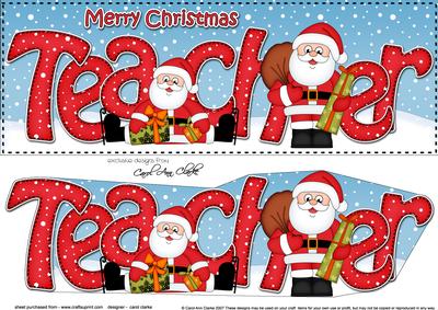 Large Dl Xmas Teacher Santa 3D Decoupage