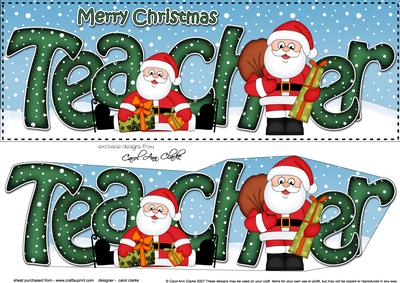 Large Dl Xmas Teacher Santa 3D Decoupage
