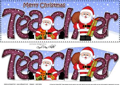 Large Dl Xmas Teacher Santa 3D Decoupage