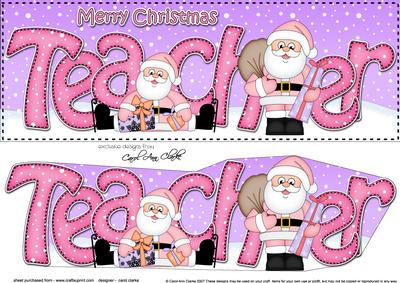 Large Dl Xmas Teacher Santa 3D Decoupage
