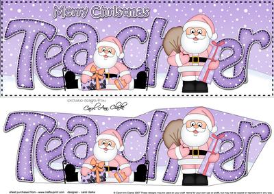 Large Dl Xmas Teacher Santa 3D Decoupage