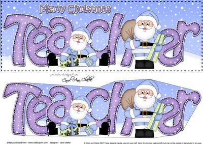 Large Dl Xmas Teacher Santa 3D Decoupage