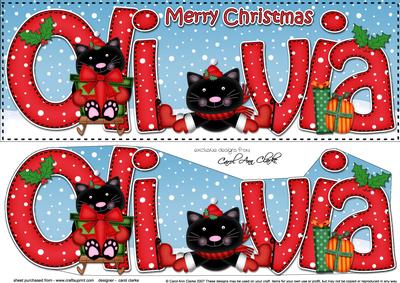 Large Dl Xmas Olivia Cute Little Cat 3D Decoupage