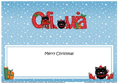 Large Dl Xmas Olivia Cute Little Cat Matching Insert