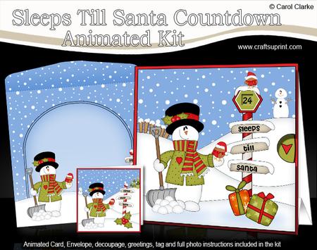 3D Xmas Snowman Sleeps Till Santa Animated Card