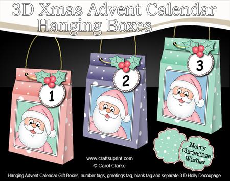 3D Santa Xmas Hanging Advent Calendar Box Kit