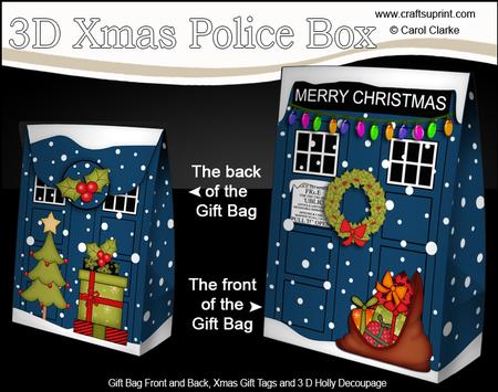 3D Christmas Police Box Gift Bag Mini Kit