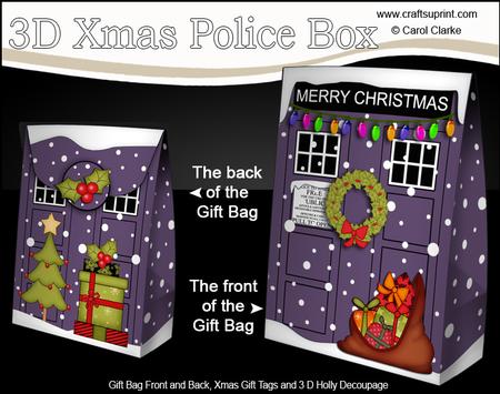 3D Christmas Police Box Gift Bag Mini Kit