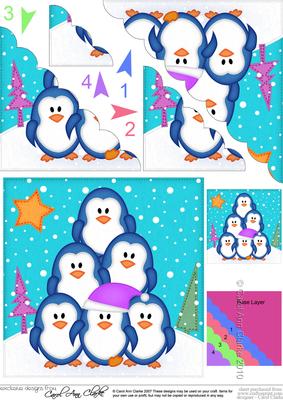 Xmas Penguin Tree Felties Scallop Corner Side Stacker Topper