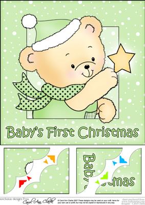 8 x 8 Robert's Star Baby's 1st Xmas Scalloped Corner Topper