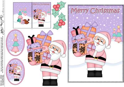 5x7 Christmas Santa's Presents 3D Decoupage