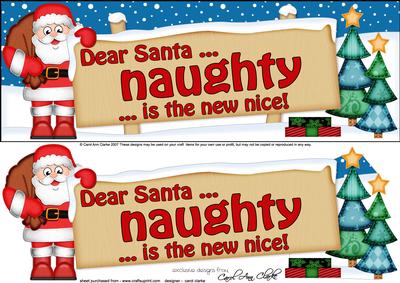 Lge Dl Xmas Santa Naughty is Nice Signpost Decoupage