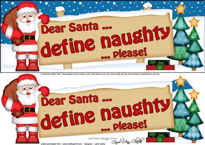 Lge Dl Xmas Santa Define Naughty Signpost Easicut Decoupage
