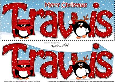 Large Dl Xmas Travis Penguins 3D Decoupage