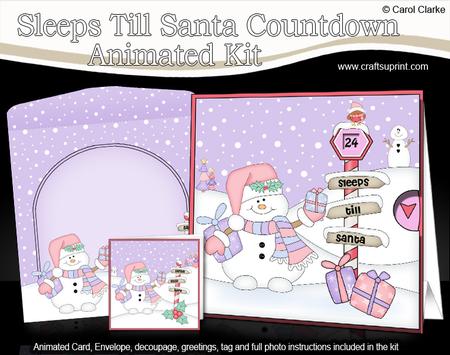 3D Xmas Snowman Sleeps Till Santa Animated Card