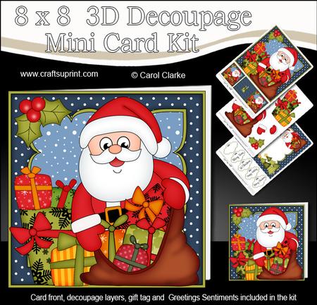 8x8 Xmas Santa's Sack Mini Kit 3D Decoupage