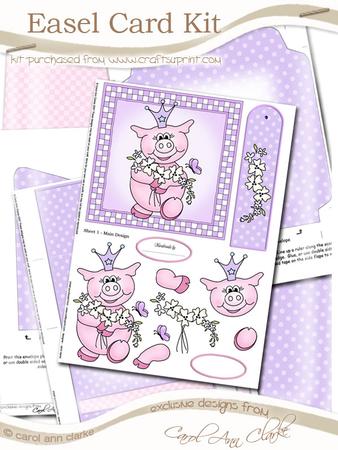 Piggywig Easel Card Kit with Step by Step Decoupage
