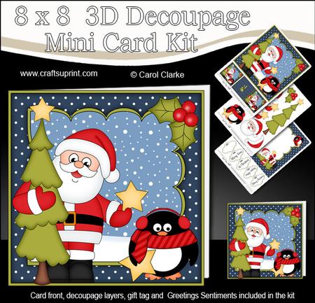 8x8 Xmas Santa's Tree Mini Kit 3D Decoupage
