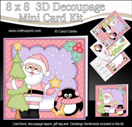 8x8 Xmas Santa's Tree Mini Kit 3D Decoupage