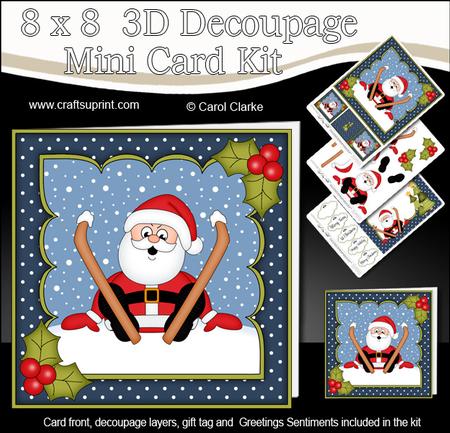 8x8 Xmas Oops Santa Mini Kit 3D Decoupage