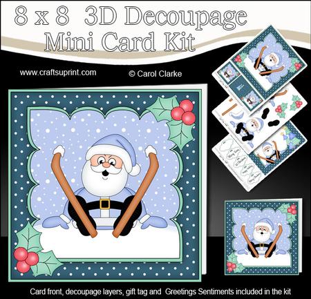 8x8 Xmas Oops Santa Mini Kit 3D Decoupage