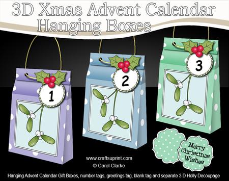3D Mistletoe Xmas Hanging Advent Calendar Box Kit
