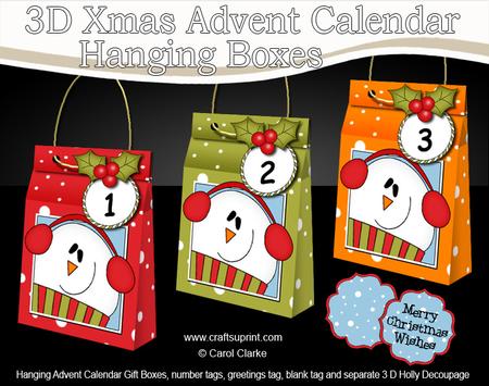 3D Snowman Xmas Hanging Advent Calendar Box Kit