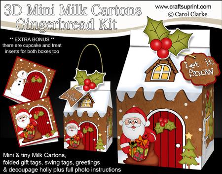 3D Xmas Santa Milk Carton Gingerbread House Treat Boxes