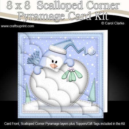 8 x 8 Xmas Penguin Love Kit with Scalloped Corners