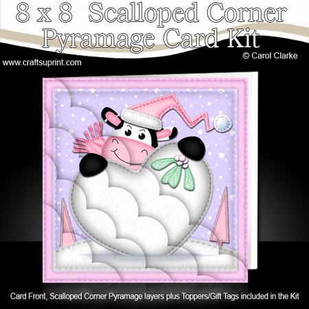 8 x 8 Xmas Milly Moo Cow Love Kit with Scalloped Corners