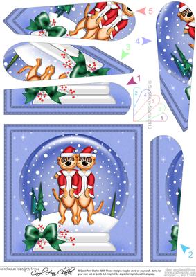 Xmas Meeerkats Snowglobe Fan Pyramage Topper
