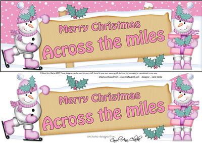 Large Dl Xmas Across the Miles Snowmen Signpost